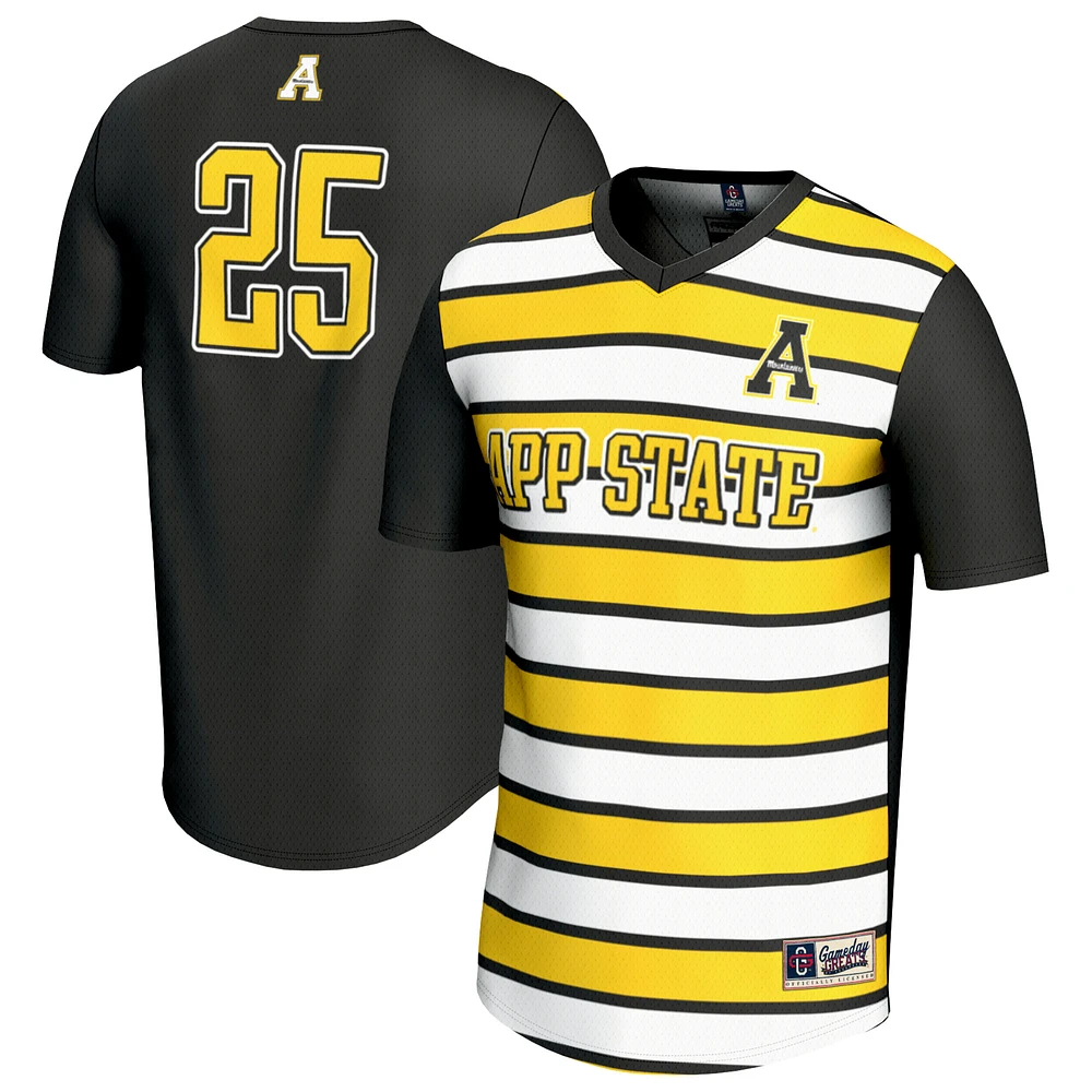 Youth GameDay Greats #25 Black Appalachian State Mountaineers Lightweight Soccer Fashion Jersey