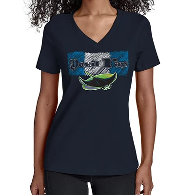 Women's Starter Navy Tampa Bay Rays Team Color Shading V-Neck T-Shirt