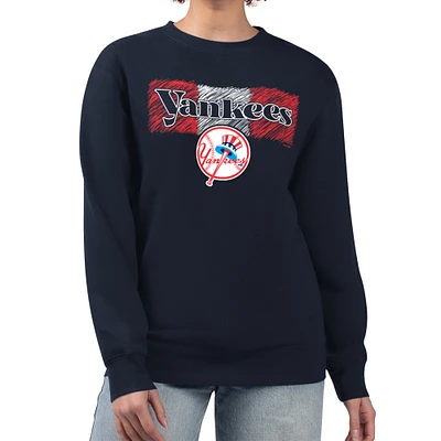 Women's Starter Navy New York Yankees Team Color Shading Fleece Pullover Sweatshirt