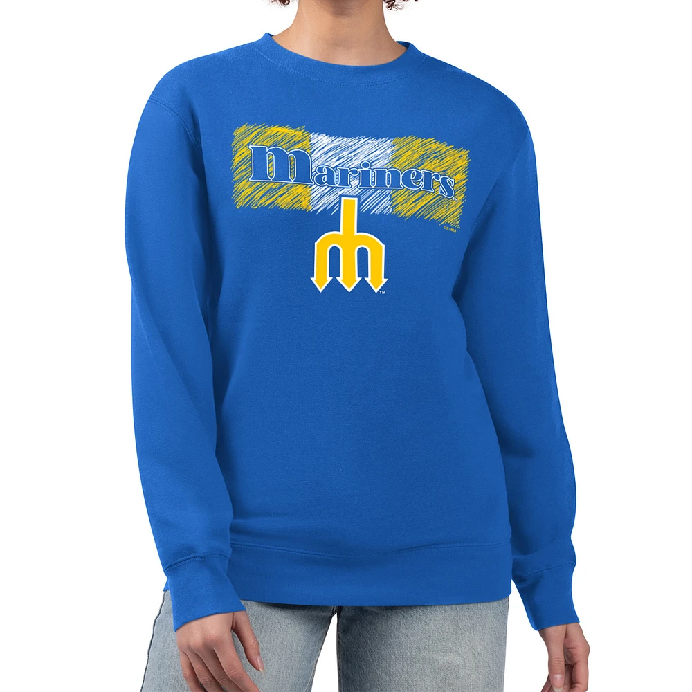 Women's Starter Royal Seattle Mariners Team Color Shading Fleece Pullover Sweatshirt