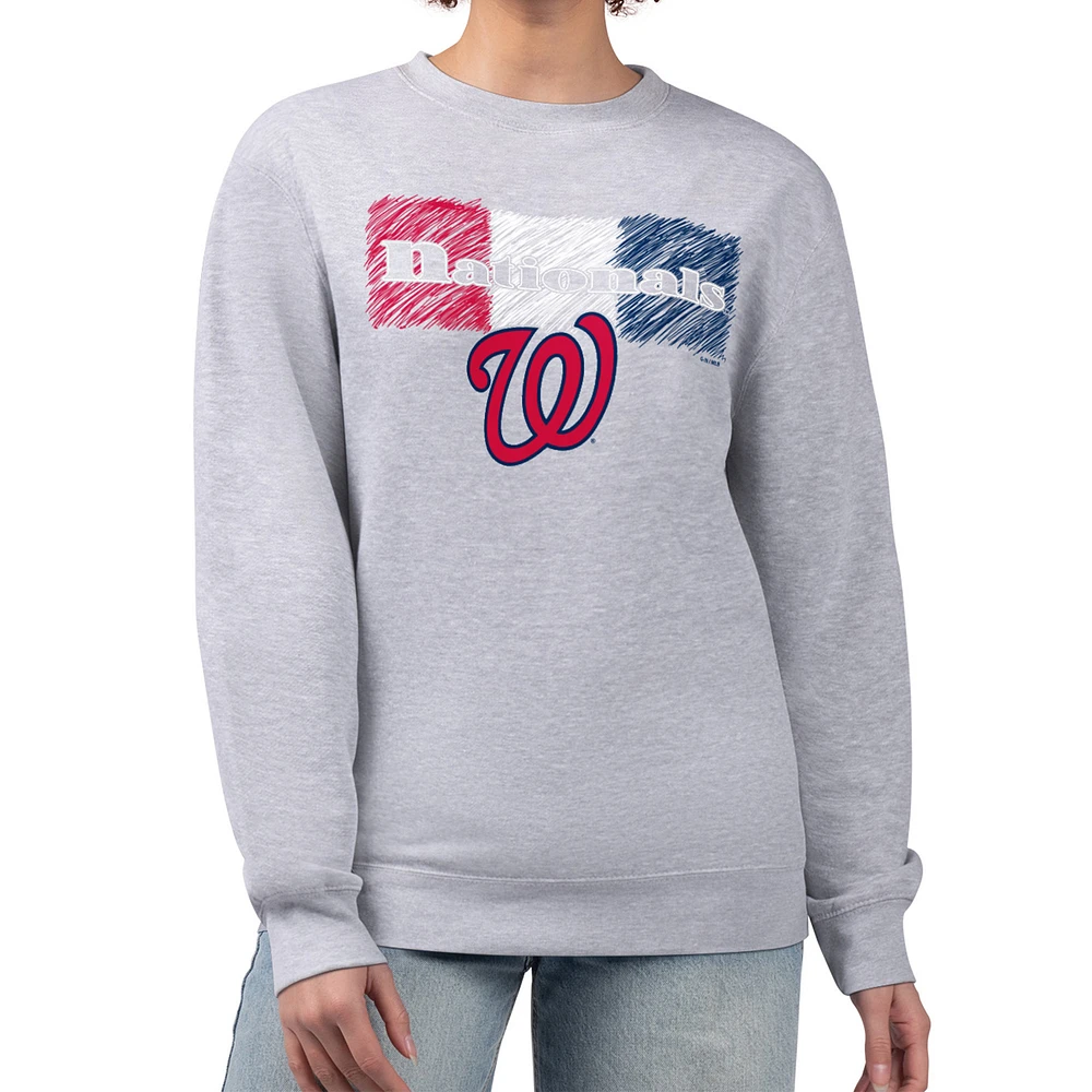 Women's Starter Gray Washington Nationals Team Color Shading Fleece Pullover Sweatshirt