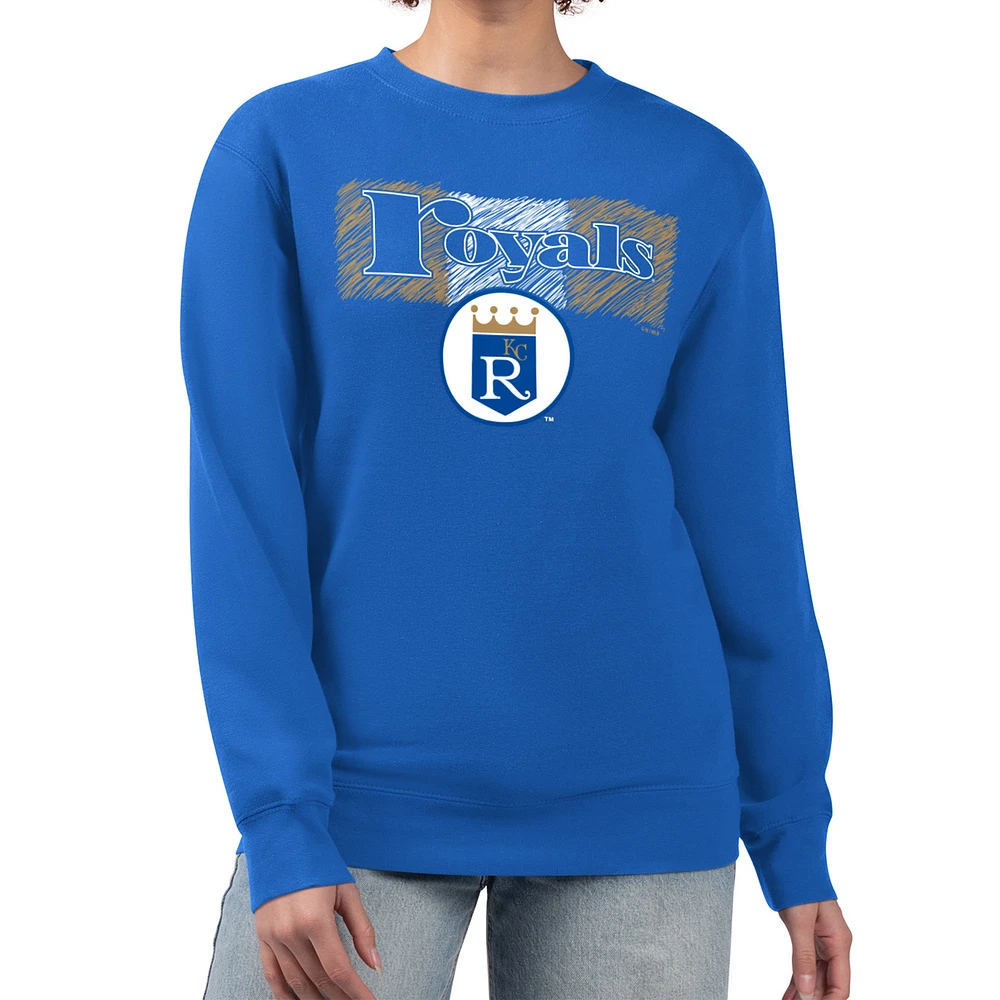 Women's Starter Royal Kansas City Royals Team Color Shading Fleece Pullover Sweatshirt