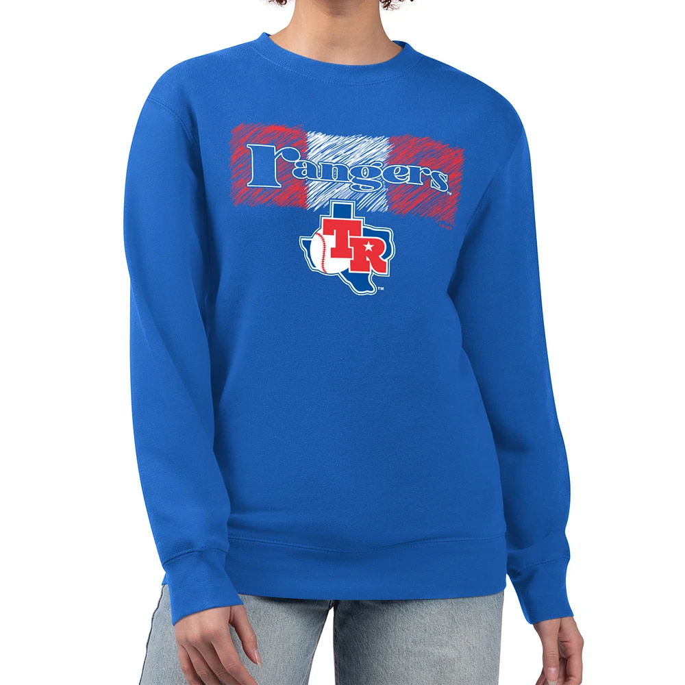 Women's Starter Royal Texas Rangers Team Color Shading Fleece Pullover Sweatshirt