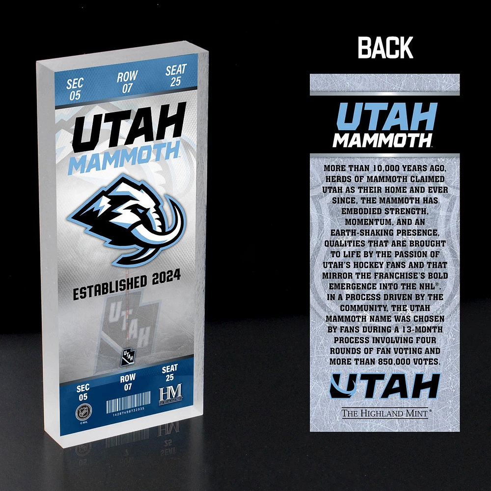 Highland Mint Utah Mammoth 3D Ticket Block Art