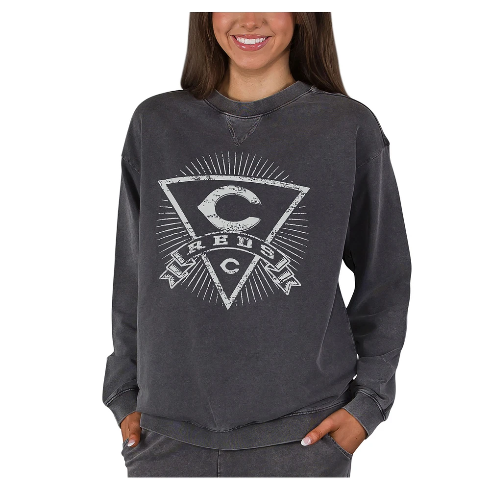 Women's Concepts Sport Charcoal Cincinnati Reds Boxy Mist French Terry Long Sleeve Top