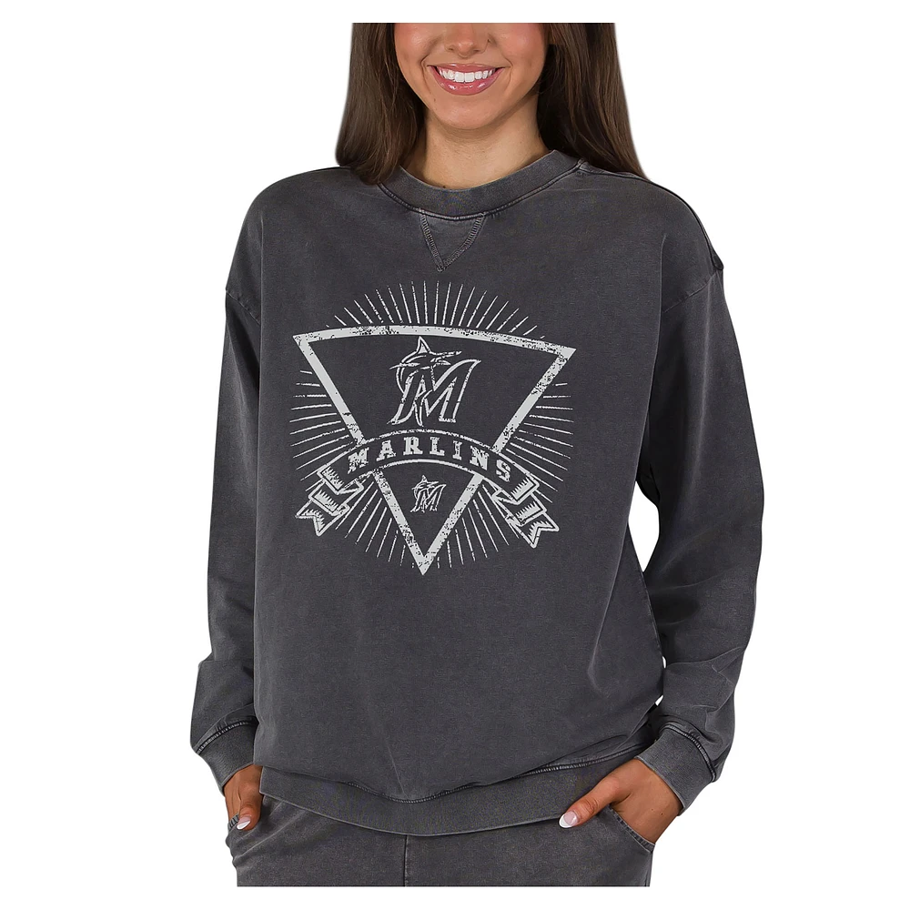 Women's Concepts Sport Charcoal Miami Marlins Boxy Mist French Terry Long Sleeve Top