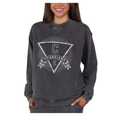 Women's Concepts Sport Charcoal Cleveland Guardians Boxy Mist French Terry Long Sleeve Top