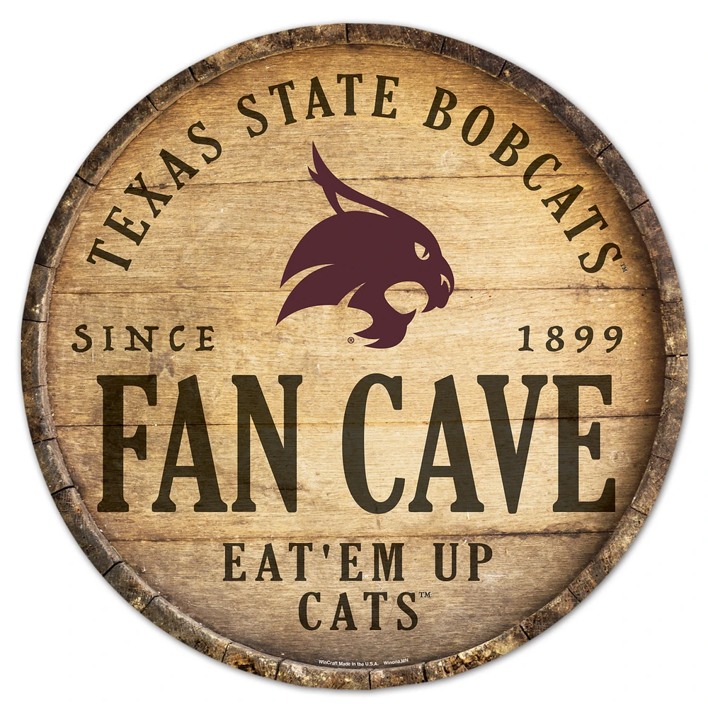 WinCraft Texas State Bobcats 14" Fan Cave Circular Wood Sign