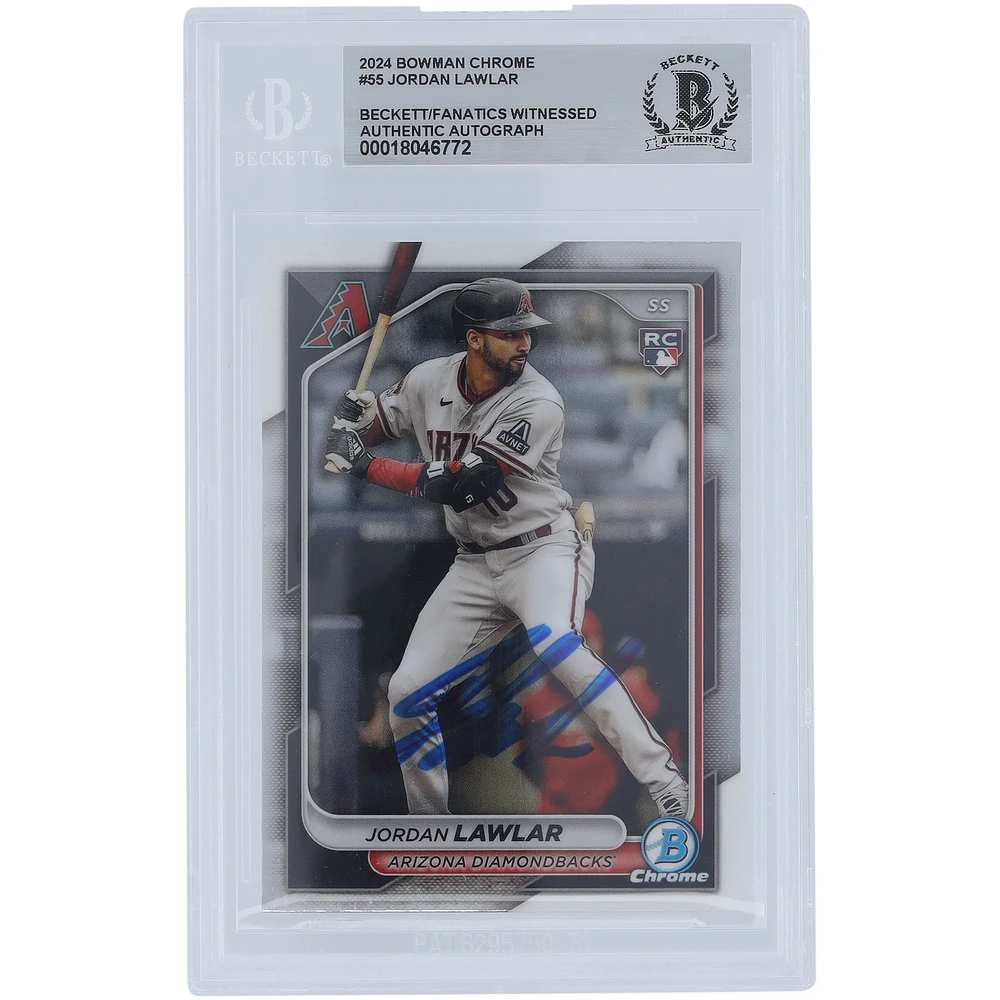 Jordan Lawlar Arizona Diamondbacks Autographed 2024 Bowman Chrome #55 Beckett Fanatics Witnessed Authenticated Rookie Card