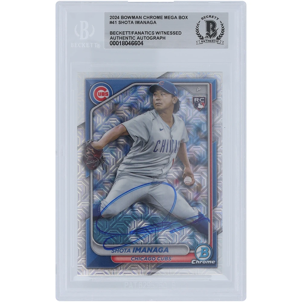 Shota Imanaga Chicago Cubs Autographed 2024 Bowman Chrome Mega Box #41 Beckett Fanatics Witnessed Authenticated Rookie Card