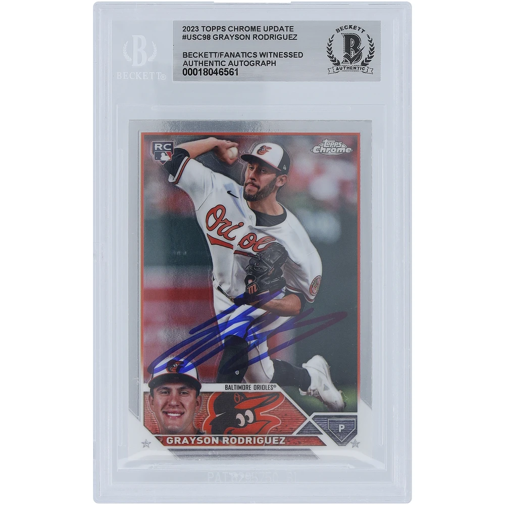 Grayson Rodriguez Baltimore Orioles Autographed 2023 Topps Chrome Update #USC98 Beckett Fanatics Witnessed Authenticated Rookie Card