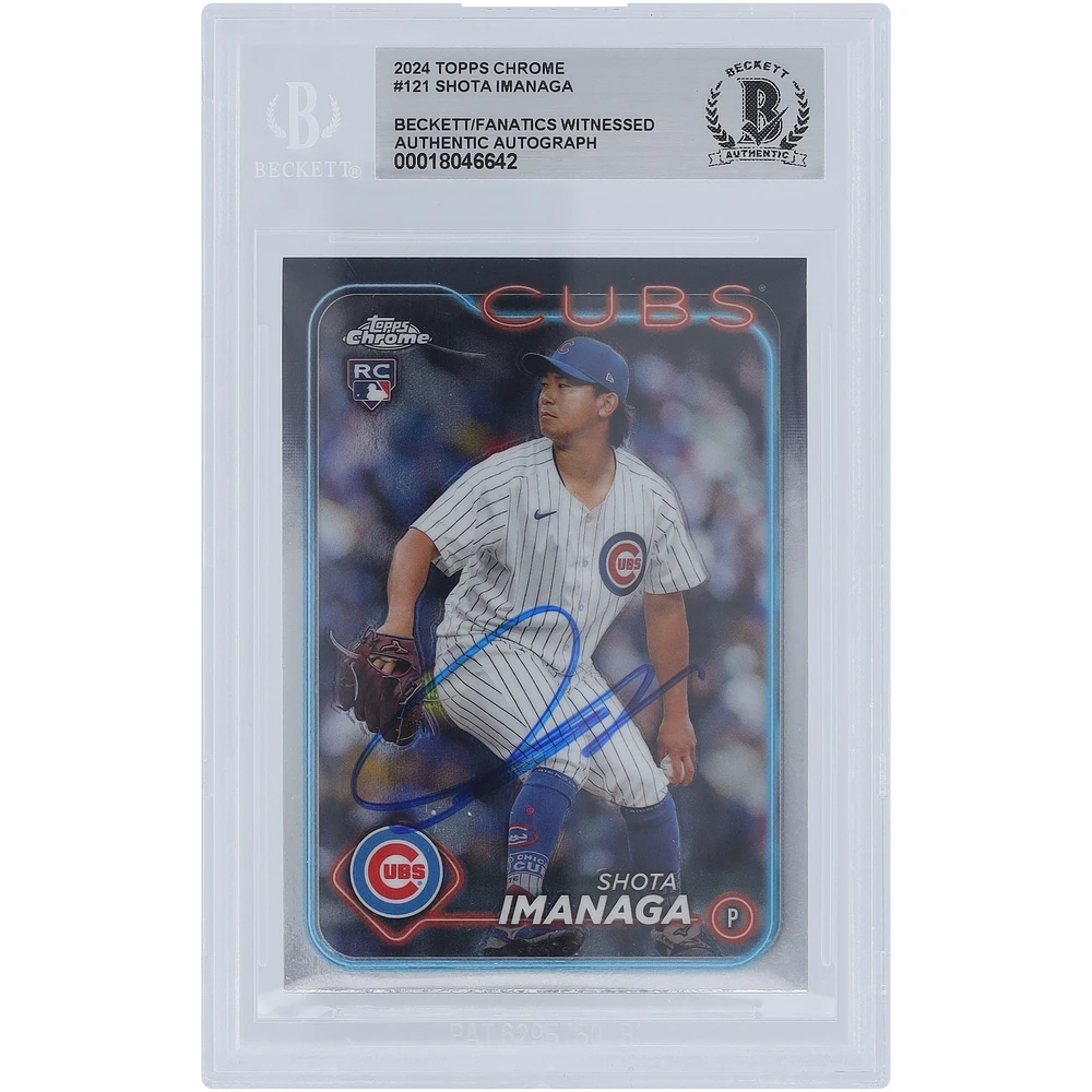 Shota Imanaga Chicago Cubs Autographed 2024 Topps Chrome #121 Beckett Fanatics Witnessed Authenticated Rookie Card