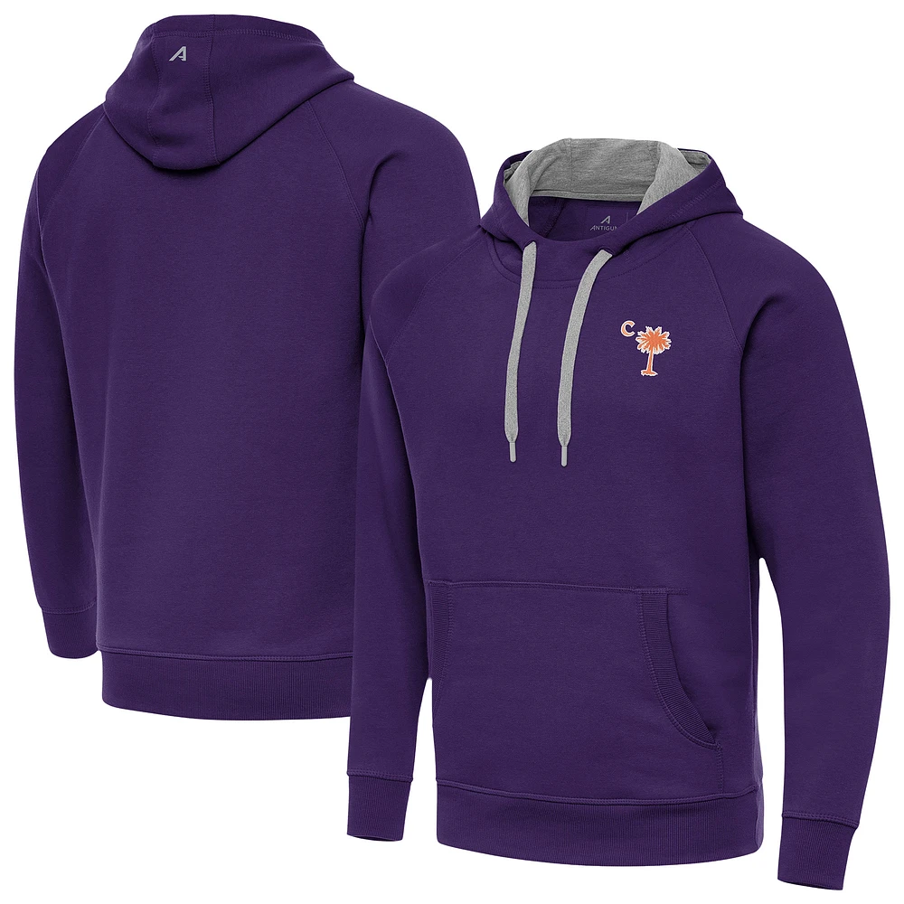Men's Antigua Purple Clemson Tigers Palmetto Series Victory Pullover Hoodie