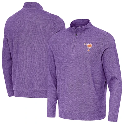 Men's Antigua Heather Clemson Tigers Palmetto Series Subtle Quarter-Zip Pullover