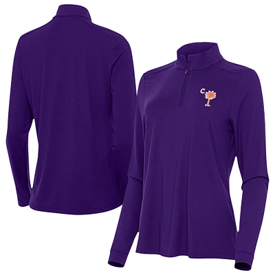Women's Antigua Clemson Tigers Palmetto Series Intent Quarter-Zip Pullover