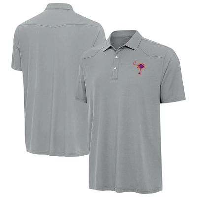 Men's Antigua Gray Clemson Tigers Palmetto Series Western Polo