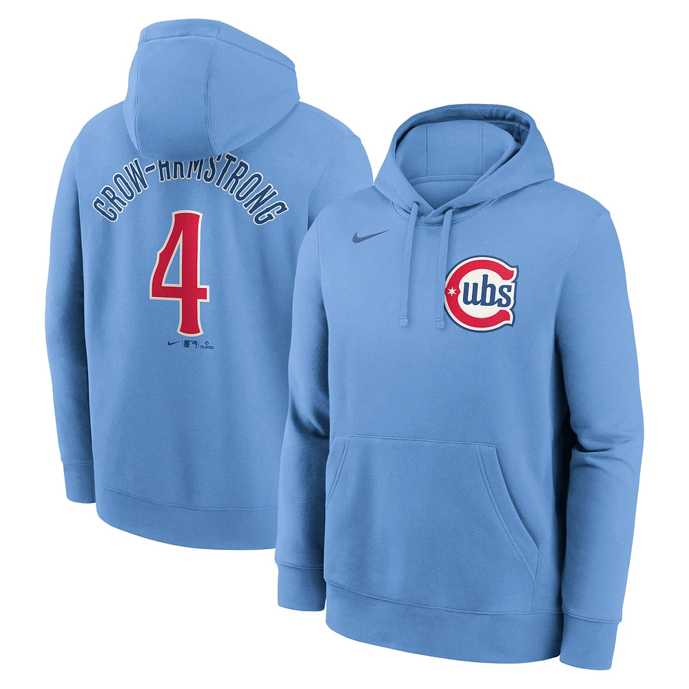 Men's Nike Pete Crow-Armstrong Light Blue Chicago Cubs Player Name & Number Club Fleece Pullover Hoodie