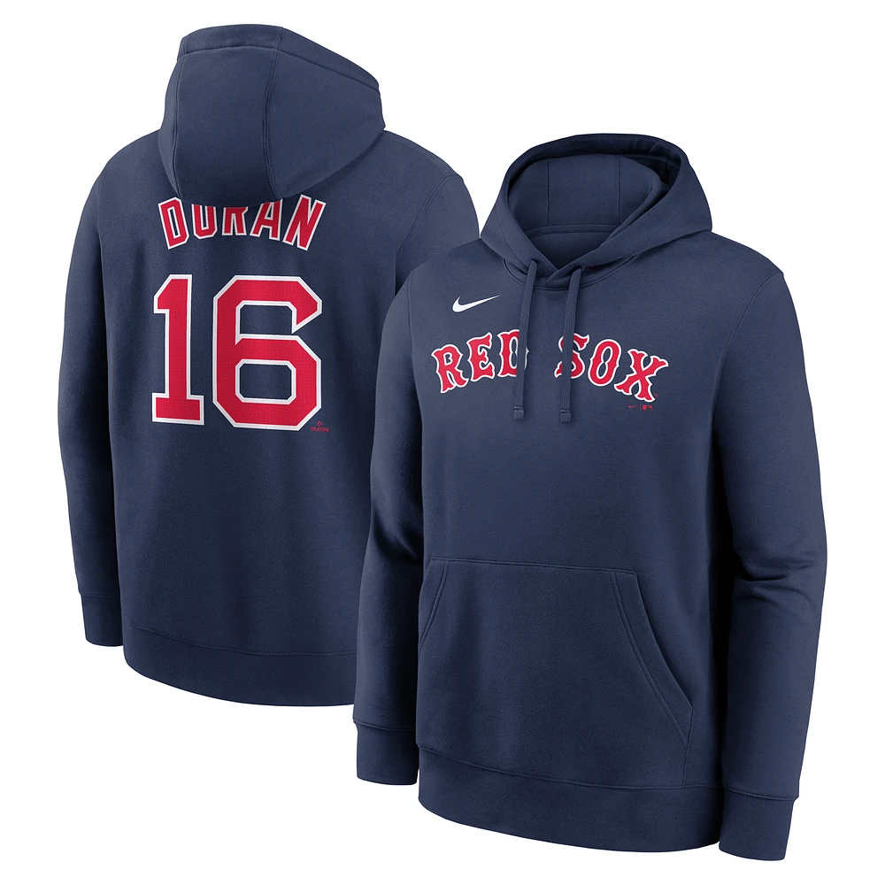 Men's Nike Jarren Duran Navy Boston Red Sox Player Name & Number Club Fleece Pullover Hoodie