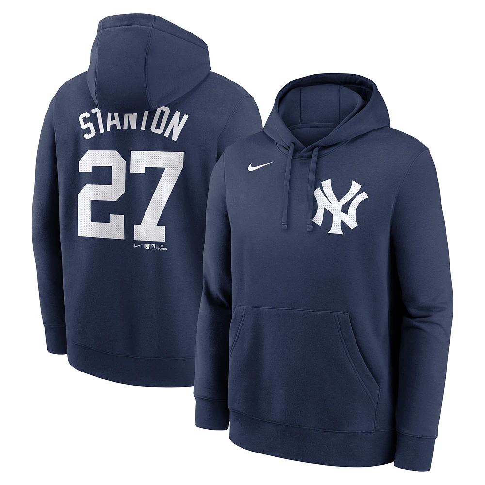 Men's Nike Giancarlo Stanton Navy New York Yankees Player Name & Number Club Fleece Pullover Hoodie