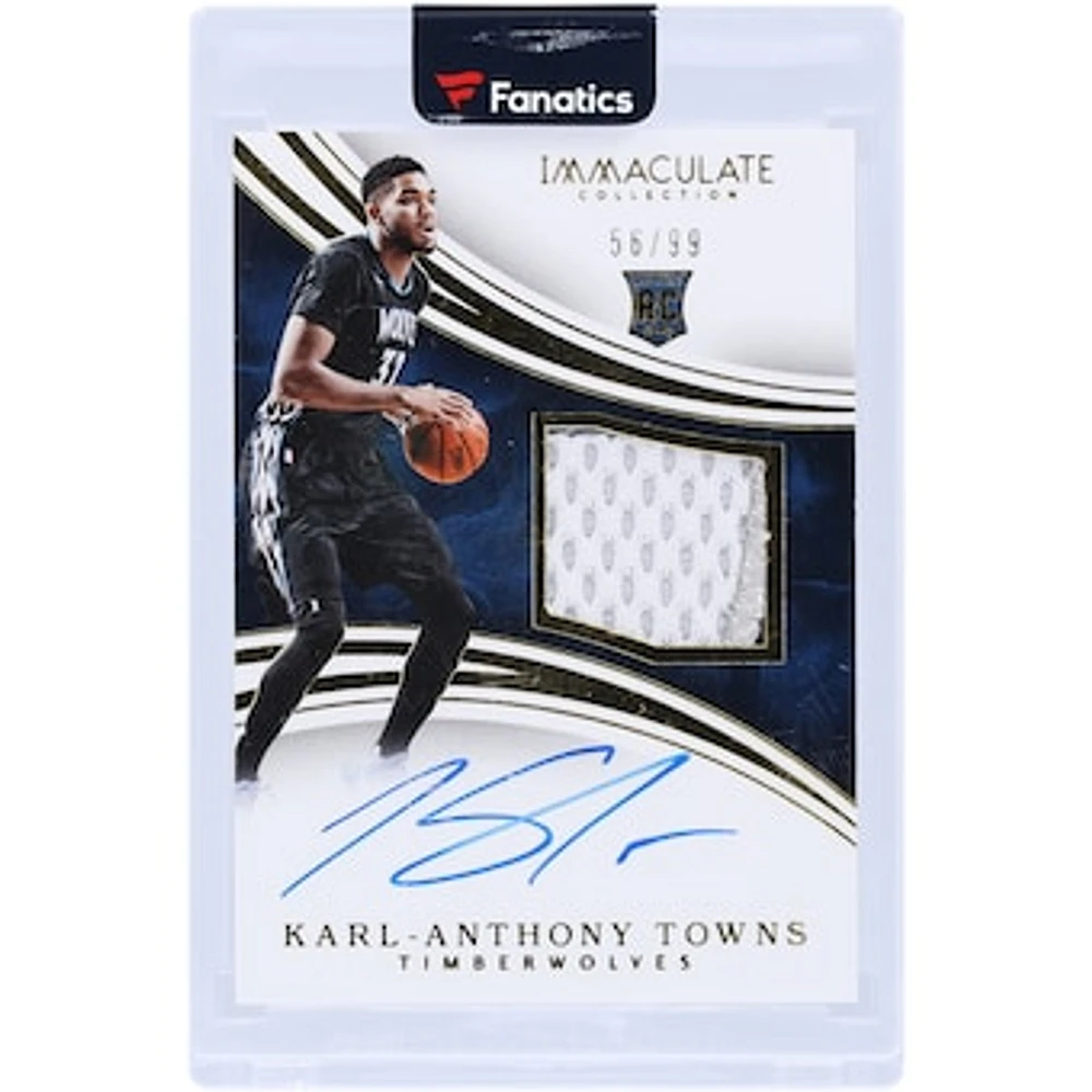 Karl-Anthony Towns Minnesota Timberwolves Autographed 2015-16 Panini Immaculate Collection 3 Color RPA #101 #56/99 Rookie Card