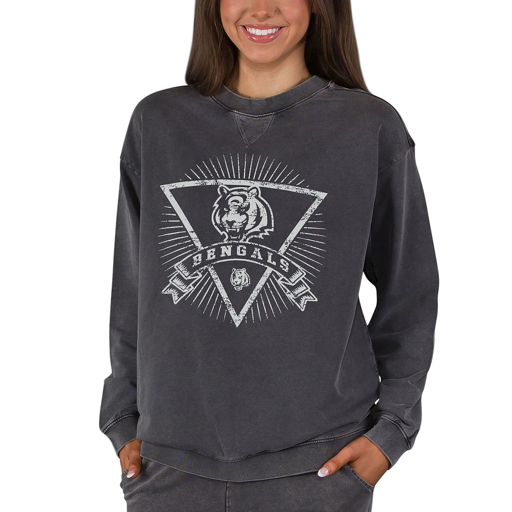 Women's Concepts Sport Charcoal Cincinnati Bengals Boxy Mist French Terry Long Sleeve Top