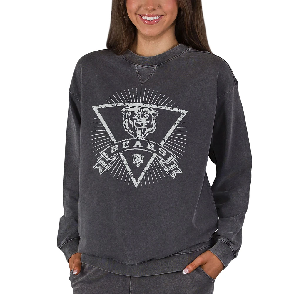 Women's Concepts Sport Charcoal Chicago Bears Boxy Mist French Terry Long Sleeve Top