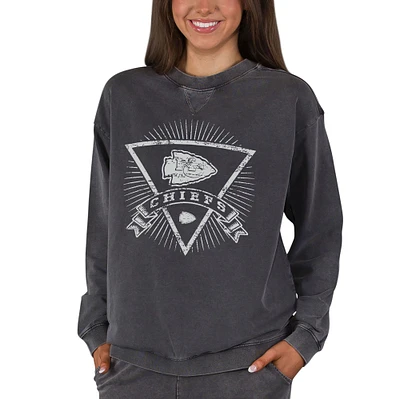 Women's Concepts Sport Charcoal Kansas City Chiefs Boxy Mist French Terry Long Sleeve Top