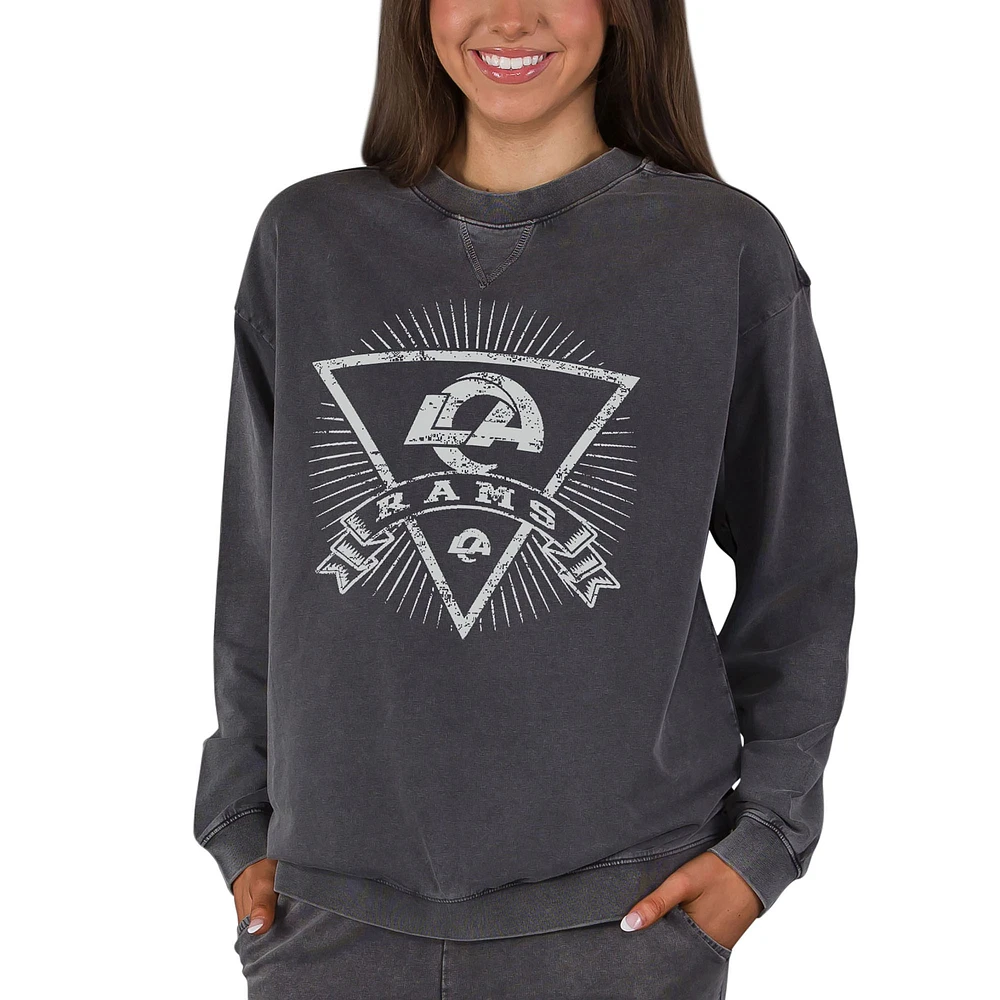 Women's Concepts Sport Charcoal Los Angeles Rams Boxy Mist French Terry Long Sleeve Top