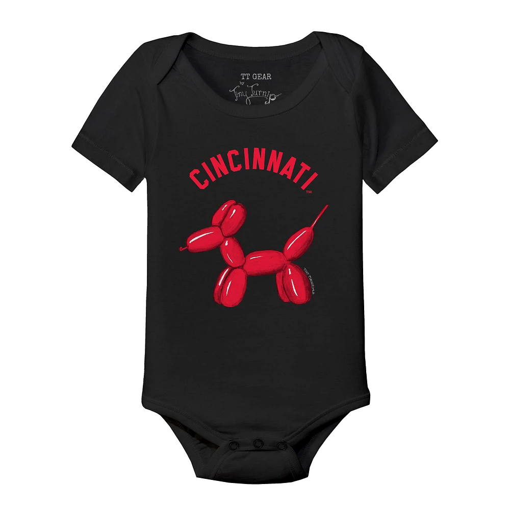 Infant Tiny Turnip Black Cincinnati Reds Balloon Dog Bodysuit