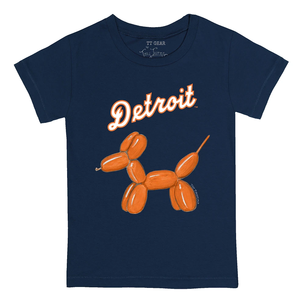 Infant Tiny Turnip Navy Detroit Tigers Balloon Dog T-Shirt