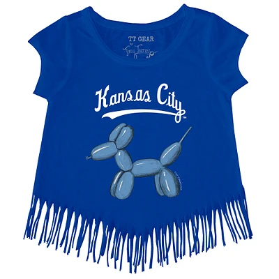 Girls Toddler Tiny Turnip Royal Kansas City Royals Balloon Dog Fringe T-Shirt