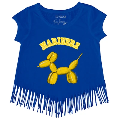 Girls Youth Tiny Turnip Royal Seattle Mariners Balloon Dog Fringe T-Shirt