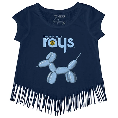 Girls Youth Tiny Turnip Navy Tampa Bay Rays Balloon Dog Fringe T-Shirt