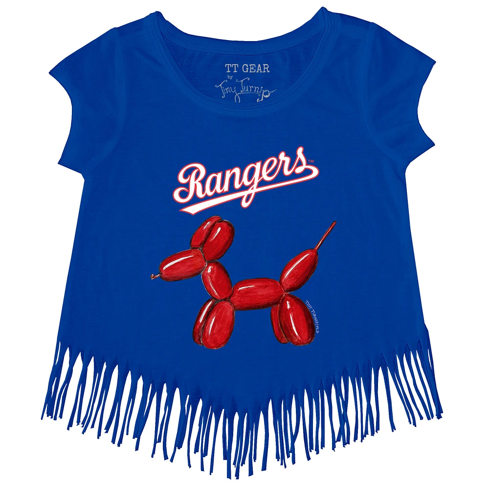Girls Youth Tiny Turnip Royal Texas Rangers Balloon Dog Fringe T-Shirt