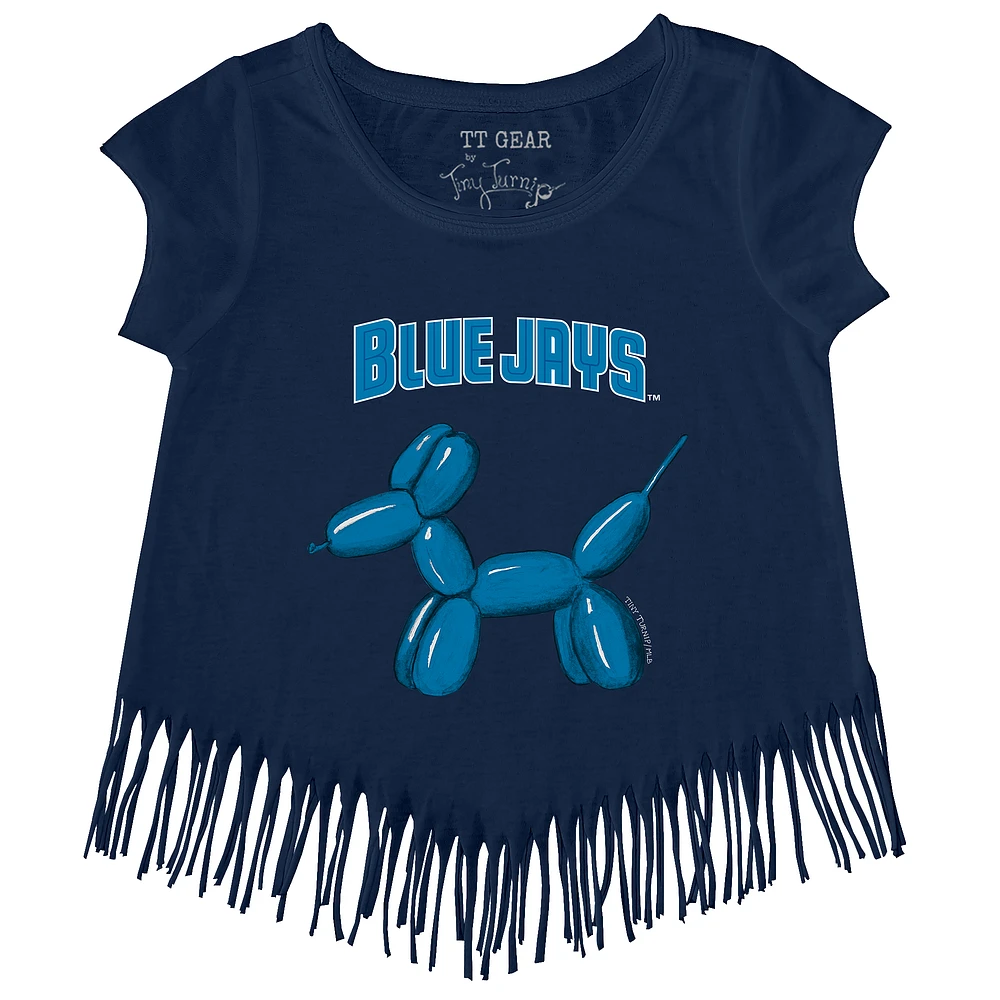 Girls Youth Tiny Turnip Navy Toronto Blue Jays Balloon Dog Fringe T-Shirt