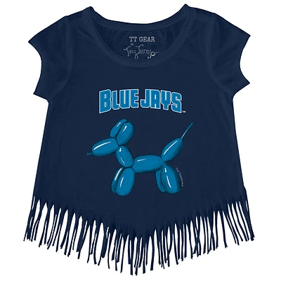 Girls Youth Tiny Turnip Navy Toronto Blue Jays Balloon Dog Fringe T-Shirt