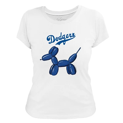 Women's Tiny Turnip White Los Angeles Dodgers Balloon Dog T-Shirt