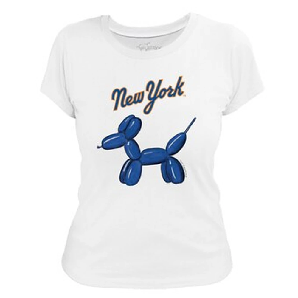 Women's Tiny Turnip White New York Mets Balloon Dog T-Shirt