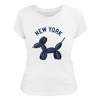 Women's Tiny Turnip White New York Yankees Balloon Dog T-Shirt