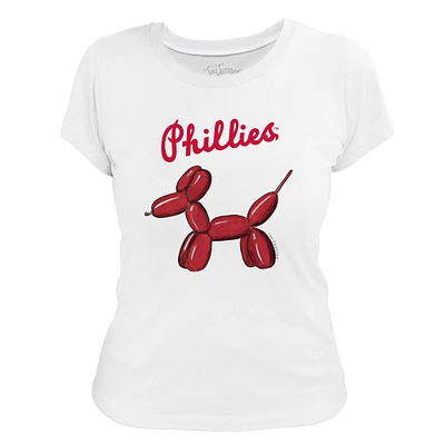 Women's Tiny Turnip White Philadelphia Phillies Balloon Dog T-Shirt