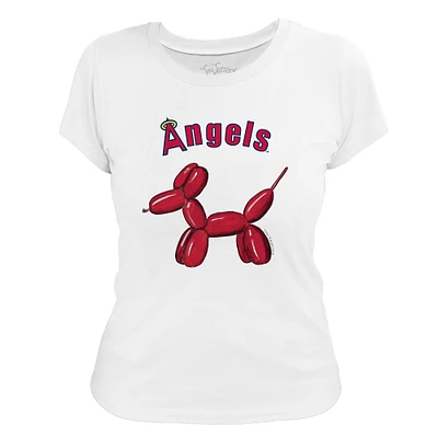 Women's Tiny Turnip White Los Angeles Angels Balloon Dog T-Shirt