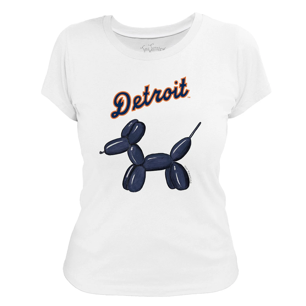 Women's Tiny Turnip White Detroit Tigers Balloon Dog T-Shirt