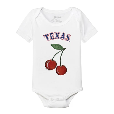 Infant Tiny Turnip White Texas Rangers Cherries Bodysuit
