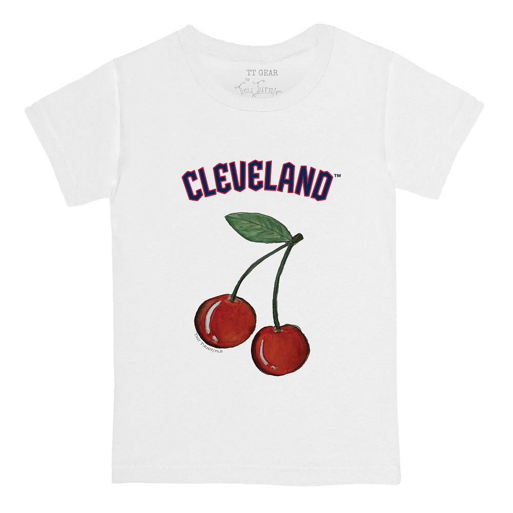 Infant Tiny Turnip White Cleveland Guardians Cherries T-Shirt