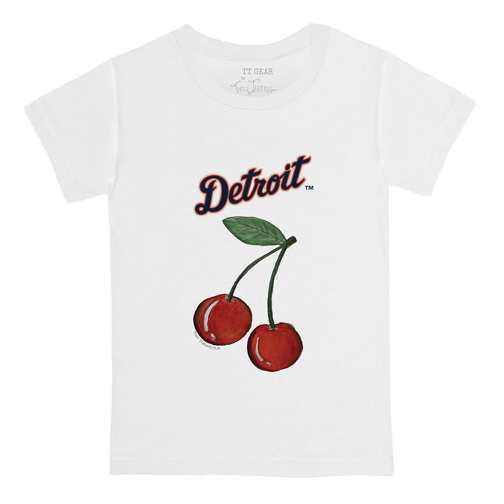 Toddler Tiny Turnip White Detroit Tigers Cherries T-Shirt