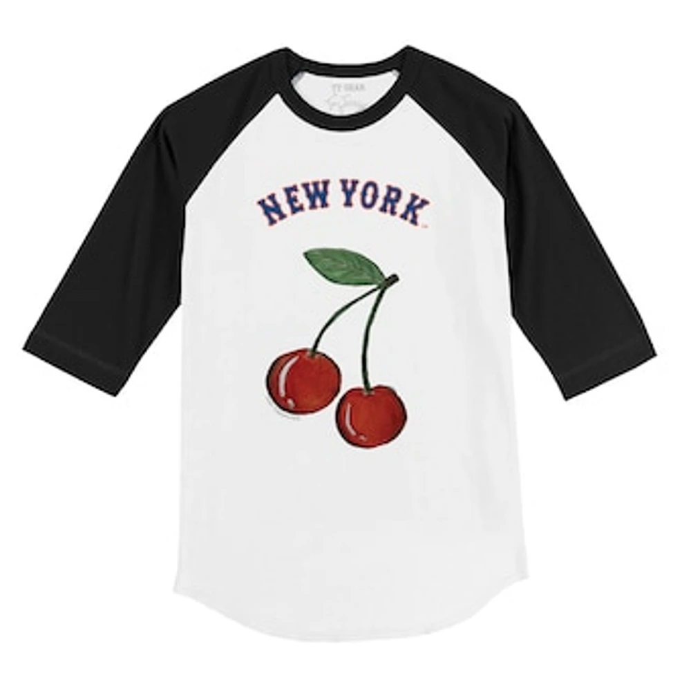 Infant Tiny Turnip White New York Mets Cherries 3/4-Sleeve Raglan Baseball T-Shirt