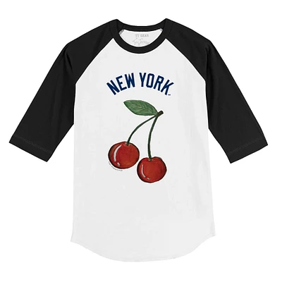 Infant Tiny Turnip White New York Yankees Cherries 3/4-Sleeve Raglan Baseball T-Shirt