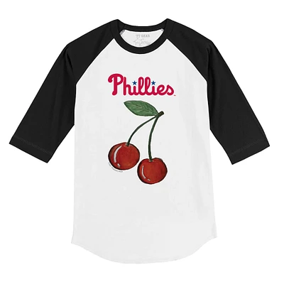 Infant Tiny Turnip White Philadelphia Phillies Cherries 3/4-Sleeve Raglan Baseball T-Shirt