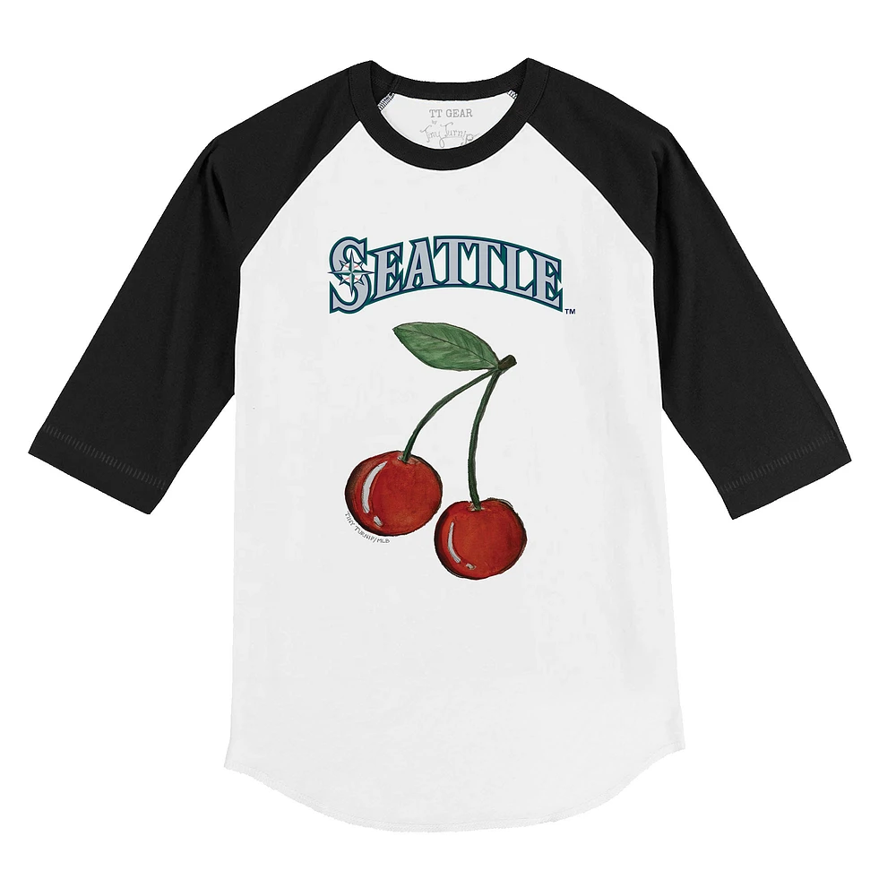 Infant Tiny Turnip White Seattle Mariners Cherries 3/4-Sleeve Raglan Baseball T-Shirt