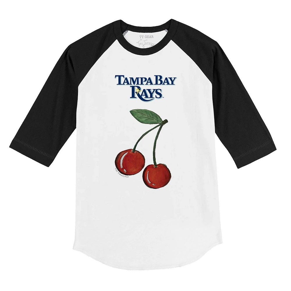 Infant Tiny Turnip White Tampa Bay Rays Cherries 3/4-Sleeve Raglan Baseball T-Shirt
